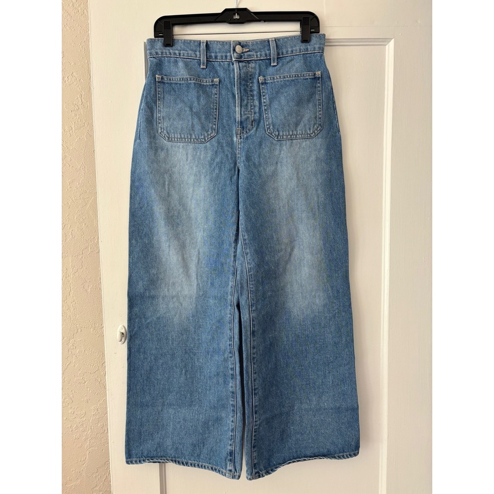Veronica Beard Grant Wide Leg Extra High Rise Jeans Cape Wash 29 Patch Pocket LA - Picture 14 of 14
